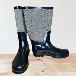 Austin Trading Co Black Rubber Rain Boots, Women’s Size 7, Mid-Calf